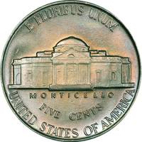 (1946) Монета США 1946 год 5 центов   Томас Джефферсон Медь-Никель  UNC