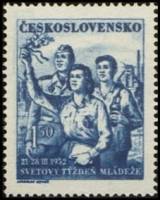 (1952-012) Марка Чехословакия "Студент, солдат и рабочий (Синяя)"    Международная неделя молодежи I