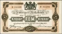 (,) Банкнота Швеция 1878 год 5 крон    UNC