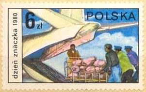 (1980-054) Марка Польша "Загрузка почтового самолета"    День почтовой марки III &Theta;
