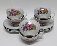 Чайный сервиз, 12 предметов, Дулёвский фарфоровый завод, СССР (сост. на фото)