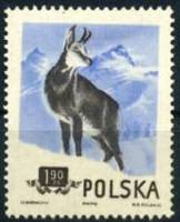 (1954-054) Марка Польша "Серна" Перф греб 12:12¼   Охраняемые животные II Θ