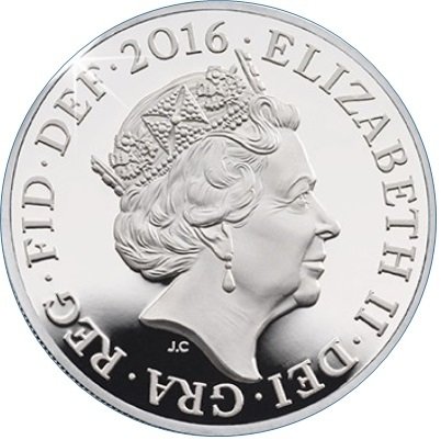 (№2016) Монета Великобритания 2016 год 1 Pound (Последний Раунд Фунт - Серебро Piedfort)
