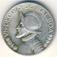  Монета Панама 1930 год 110     Биметалл (Серебро - Ниобиум)  UNC