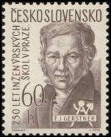 (1957-028) Марка Чехословакия "Ф. Герстнер"    250 лет Пражской Инженерной школе II Θ