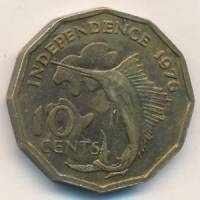 (№1976km23) Монета Сейшельские острова 1976 год 10 Cents (Декларация Независимости)