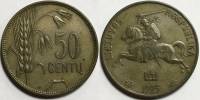 1925 Монета Литва 50 центов Всадник  Бронза  VF
