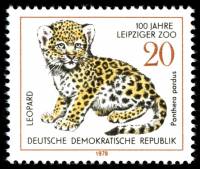 (1978-039) Марка Германия (ГДР) "Леопард"    Зоопарк Лейпцига, 100 лет III Θ