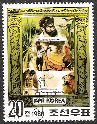 (1980-018) Марка Северная Корея "Франсиско де Орельяна"   Завоеватели и исследователи III &Theta;
