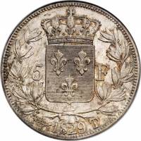 (№1827km728.12) Монета Франция 1827 год 5 Francs (Карл x - 2-го типа)