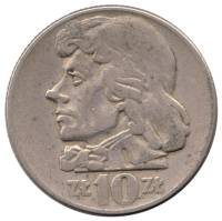 (1960) Монета Польша 1960 год 10 злотых "Тадеуш Костюшко"  Серебрение  VF