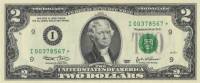 (2003I) Банкнота США 2003 год 2 доллара "Томас Джефферсон"   UNC