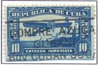 (№57) Марка Куба 1927 год "Самолет", Гашеная