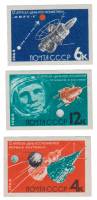 (1964-040-42) Серия Набор марок (3 шт) СССР   Без перфорации  День космонавтики III O