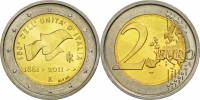 (009) Монета Италия 2011 год 2 евро "150 лет объединения Италии"  Биметалл  UNC