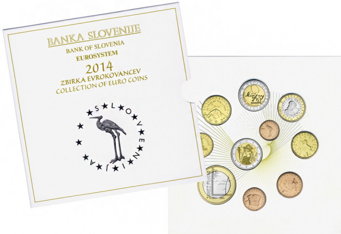 (2014, 10 м) Набор монет Словения 2014 год &quot;200 лет со дня рождения Иоганна Пучера&quot;   UNC