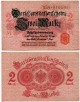 (1914) Ссудный чек Германия 1914 год 2 марки "Красный"   XF