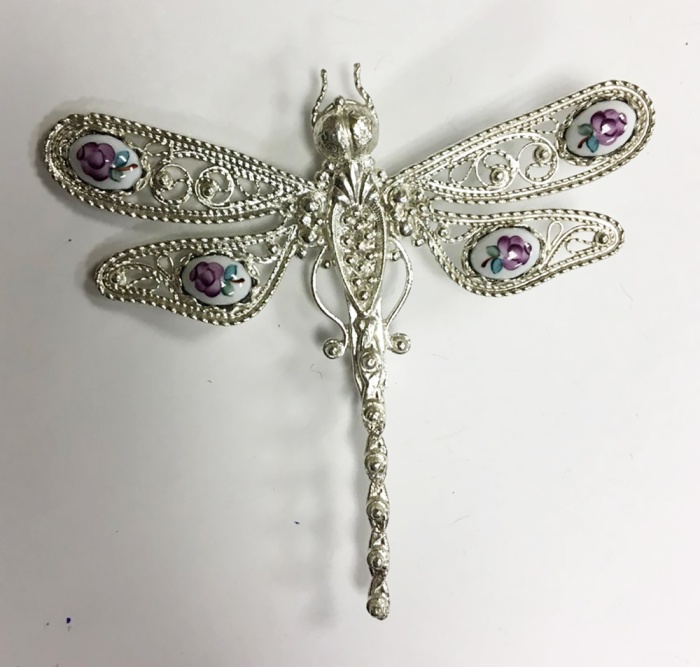 Брошь &quot;Финифть&quot;, серебрение (сост. на фото)