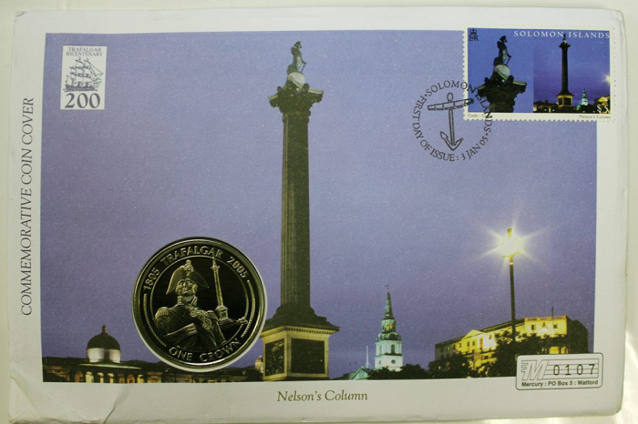 (2005) Монета Гибралтар 2005 год 1 крона &quot;Горацио Нельсон&quot;  Медь-Никель  Буклет с маркой