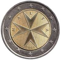 (2008) Монета Мальта 2008 год 2 евро "Мальтийский крест"  Биметалл  UNC