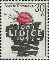 (1967-044) Марка Чехословакия "Дальний Восток (Рис.18х33мм.)"    25-летие Уничтожения Лидице II O