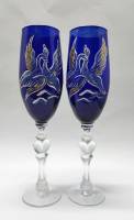 Бокалы для шампанского Совет да любовь стекло синее 2 шт (сост. на фото)