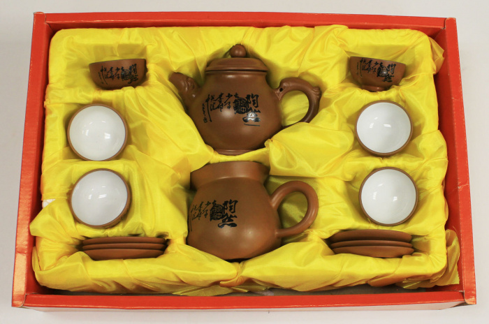 Набор для китайской чайной церемонии, красная глина, на 6 персон, новый
