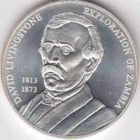 2002 Монета Замбия 2002 год 1000 квача Дэвид Ливингстон  Серебро Ag 999 Серебро Ag 999  PROOF