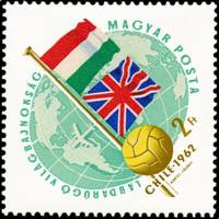 (1962-020) Марка Венгрия "Венгрия и Великобритания"    ЧМ по футболу 1962, Чили III Θ