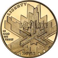 (2002w) Монета США 2002 год 5 долларов   XIX зимние Олимпийские игры  в Солт-Лейк-Сити  AU