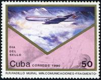 (1990-027) Марка Куба "Самолет"    День почтовой марки III Θ