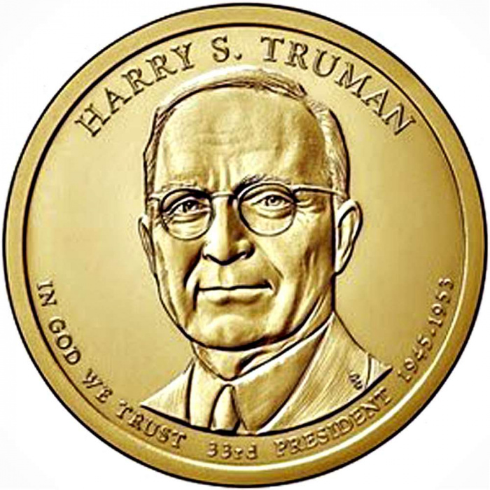 (33p) Монета США 2015 год 1 доллар &quot;Гарри Трумен&quot; 2015 год Латунь  UNC