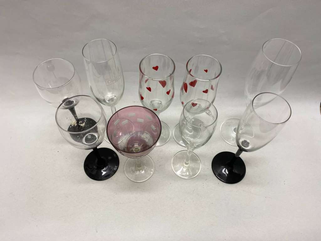 Бокалы стекло 9 шт, разной формы