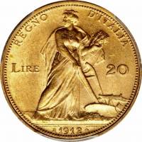 (№1910km48) Монета Италия 1910 год 20 Lire (Aratrice)