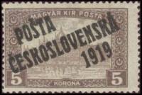 (1919-155) Марка Чехословакия "Здание парламента (Серо-коричневая)"    Марки Австрии и Венгрии, с че