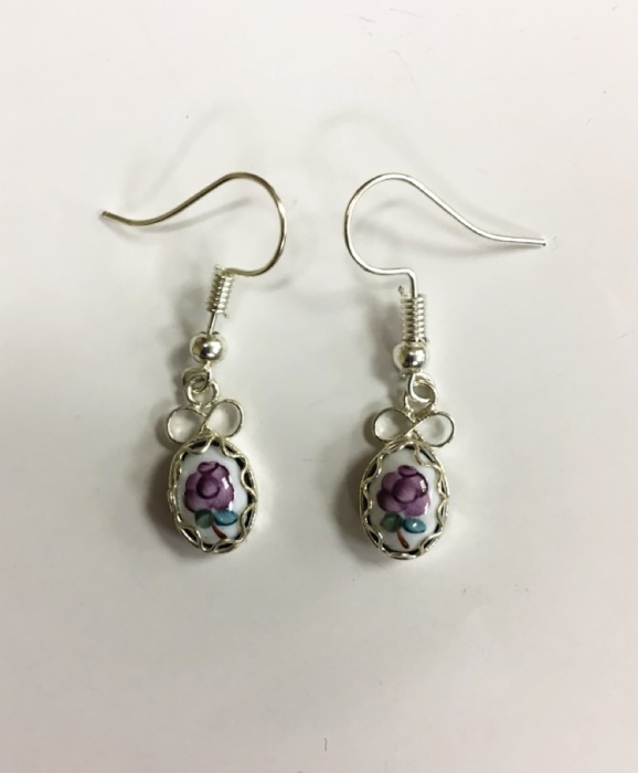 Серьги &quot;Финифть&quot;, серебрение (сост. на фото)