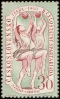 (1960-028) Марка Чехословакия "Упражнения с мячом" , III Θ