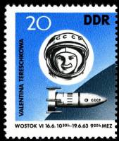 (1963-037) Марка Германия (ГДР) "Терешкова"    Космические полеты III O