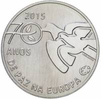 2015 Монета Португалия 2015 год 2,5 евро 70 лет миру в Европе  Медь-Никель  UNC