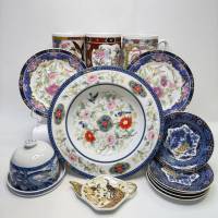 Посуда в восточном стиле павлины драконы птицы фарфор 14 предметов