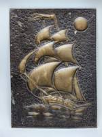 Панно чеканка Парусник СССР 39 х 28 см