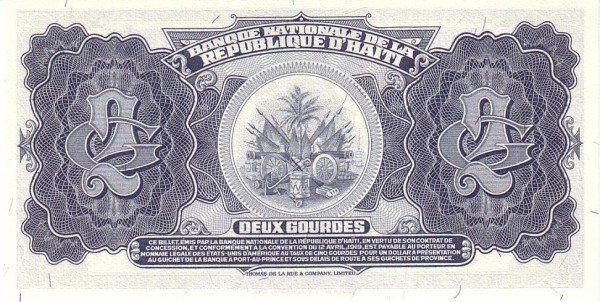 (№1968P-197a) Банкнота Гаити 1968 год &quot;2 Gourdes&quot;