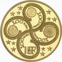 (№2003) Монета Франция 2003 год 100 Euro (Первая годовщина Евро)