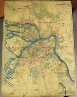 Карта Петрограда настенная, 1917 год, бумага на ткани