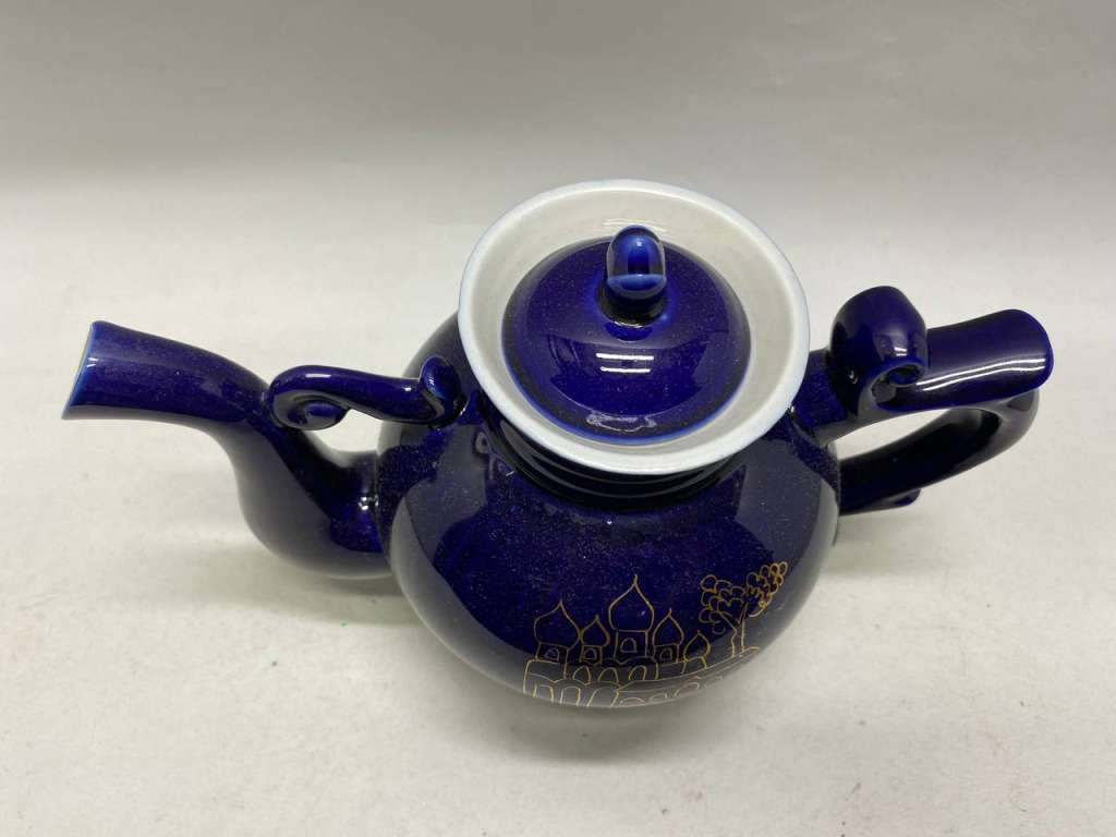 Чайник кобальт позолота Бронницы Возрождение СССР