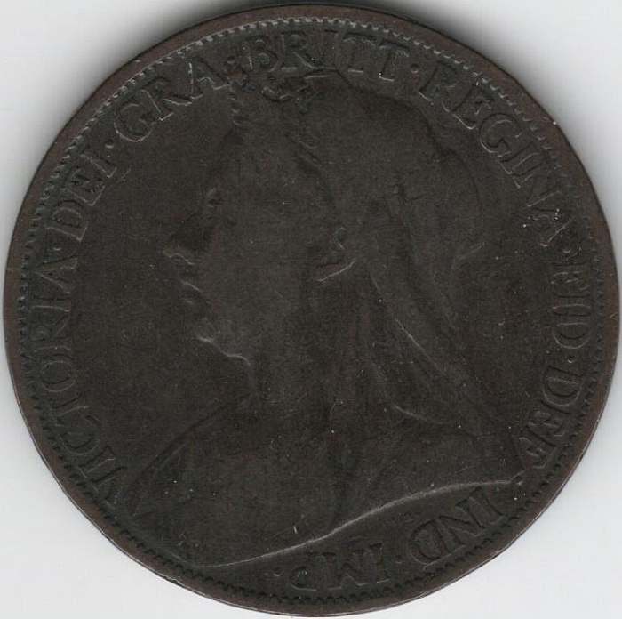 Монета Англия 1 пенни 1901 год &quot;Королева Виктория&quot;, VF
