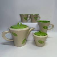 Чайник заварочный чашки чайные сахарница молочница керамика 5 предметов