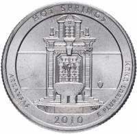 (001p) Монета США 2010 год 25 центов "Хот-Спрингс"  Медь-Никель  UNC