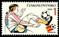 (1982-002) Марка Чехословакия "Мяч на ноге"    ЧМ по футболу 1982 Испания I Θ
