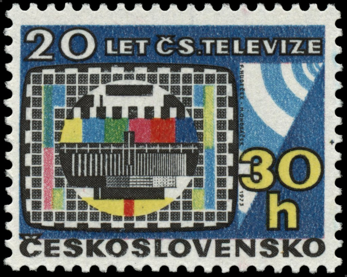 (1973-023) Марка Чехословакия &quot;Телевидение&quot; ,  III Θ